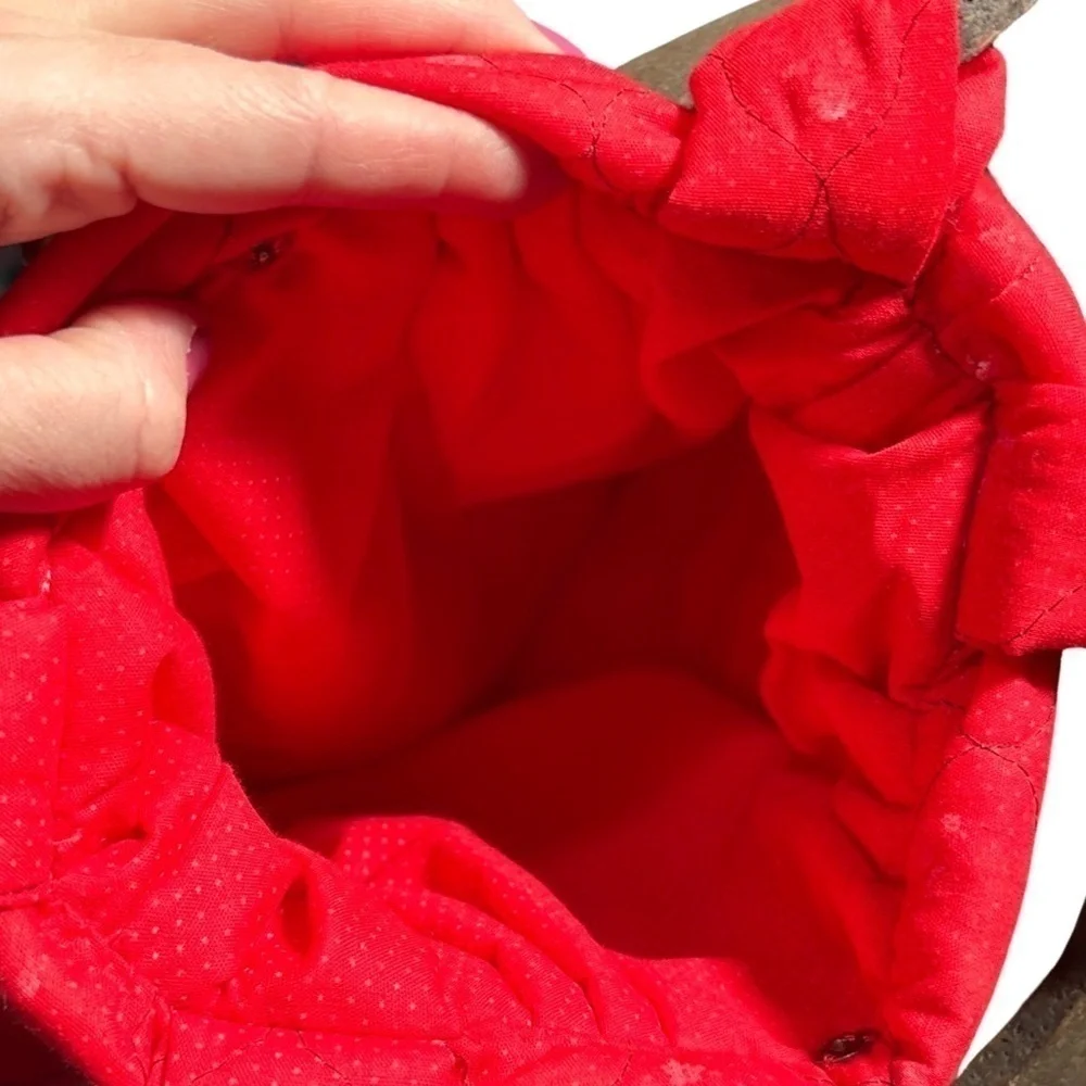 Vintage Red Floral Cotton Cottage Handbag with composite handles